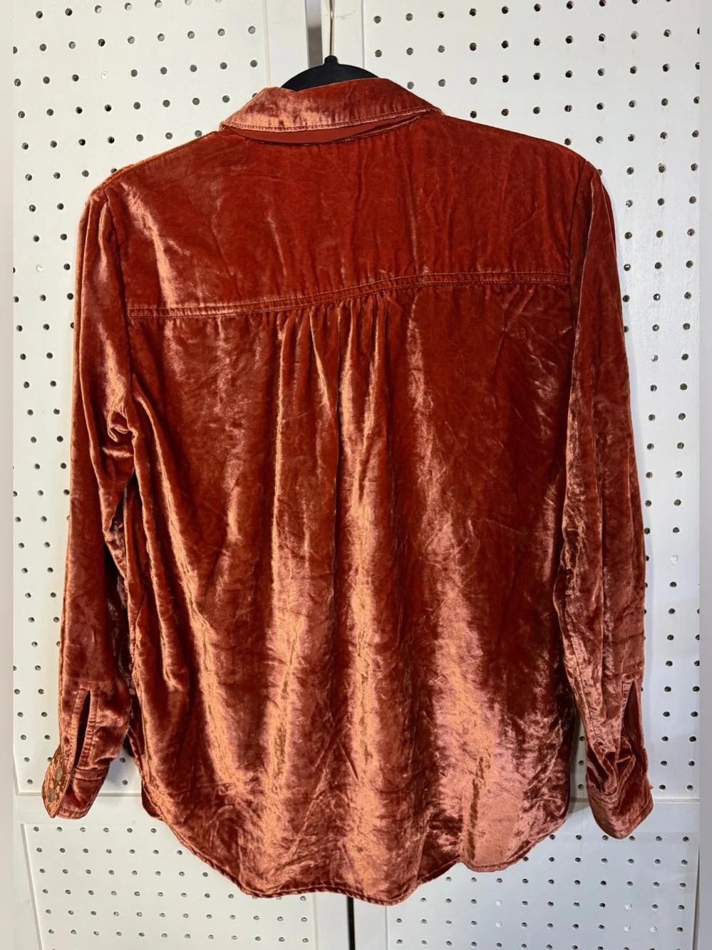 Pilcro Rust Velvet Button-Down Shirt XSP Anthro Casual Luxe Timeless Effortless - Picture 5 of 11
